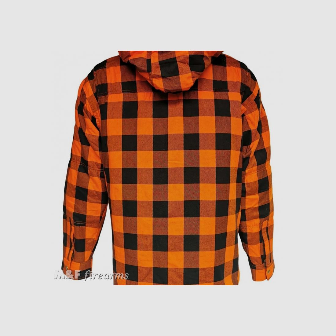 Lumberjack Shirt im Holzfäller-Stil mit herausnehmbarem Innenfutter Protektoren und Aramidfaserverstärkung Orange-Schwarz
