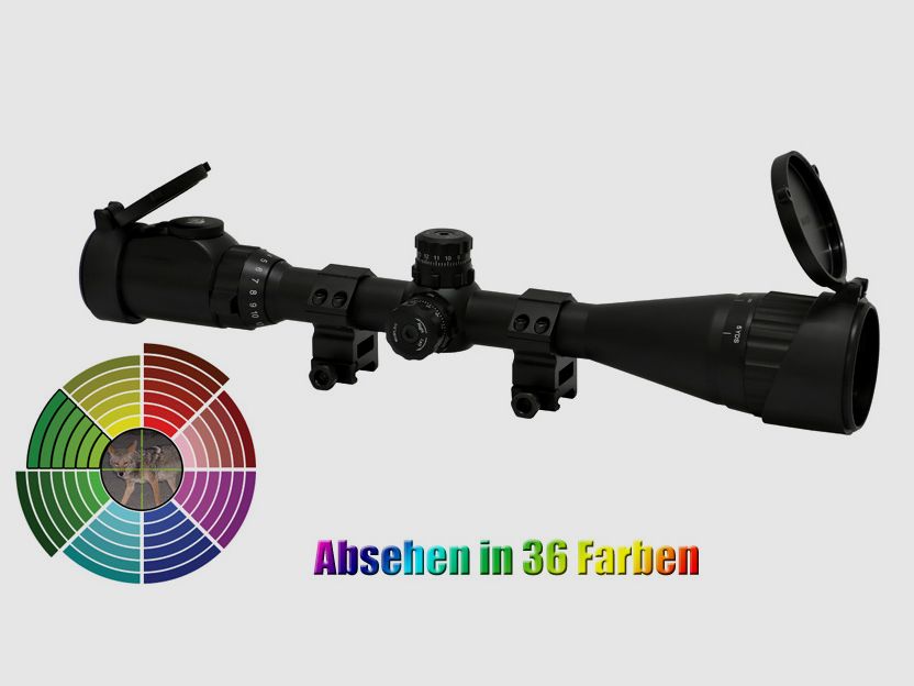 Taktisches Zielfernrohr 4-16x40 Hunter Scope von UTG mit AO Mil Dot, Absehen in 36 Farben,