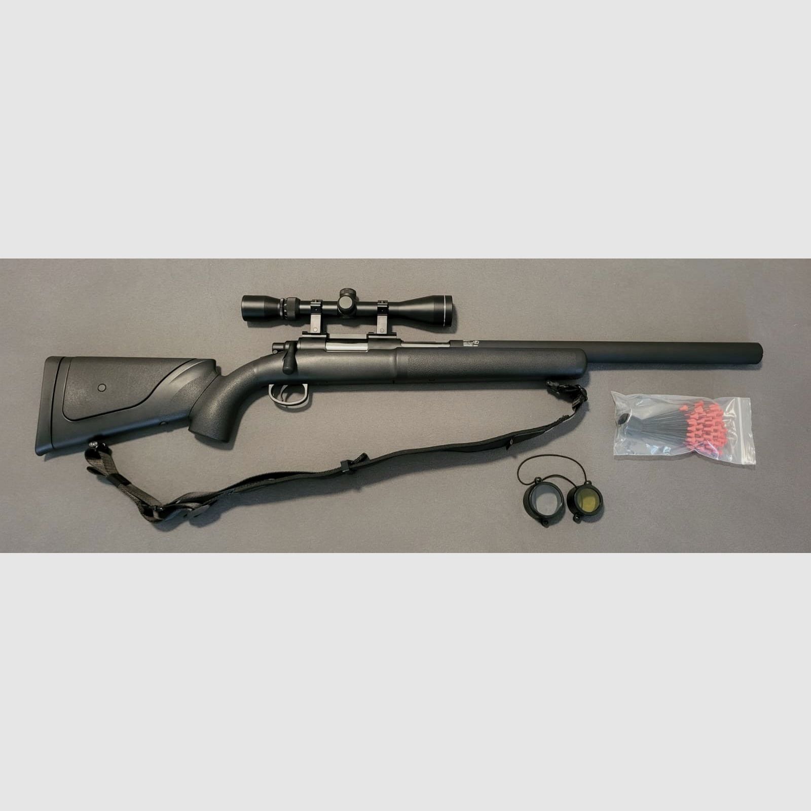 STS rifle with spring pressure, needle rifle with scope and sling
