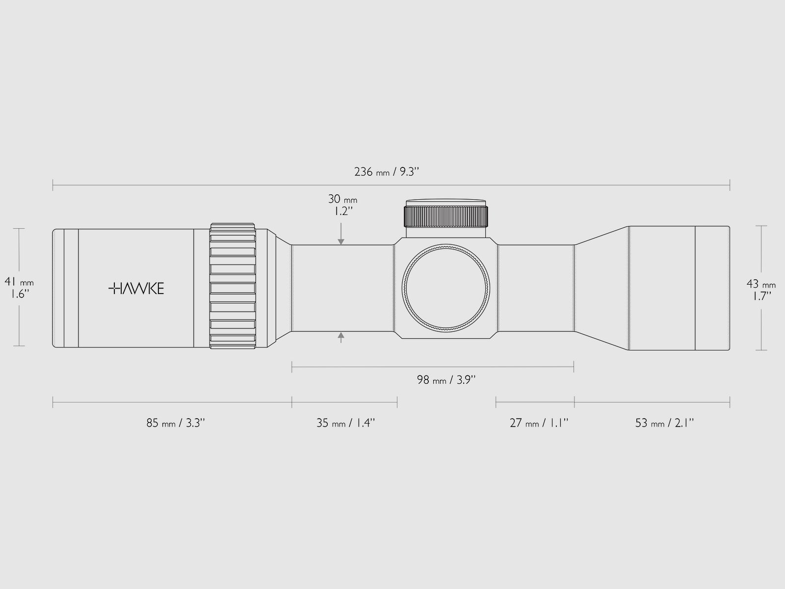 HAWKE 12226 Armbrust Zielfernrohr XB30 Kompakt 1,5-6x36 SR Leuchtabsehen