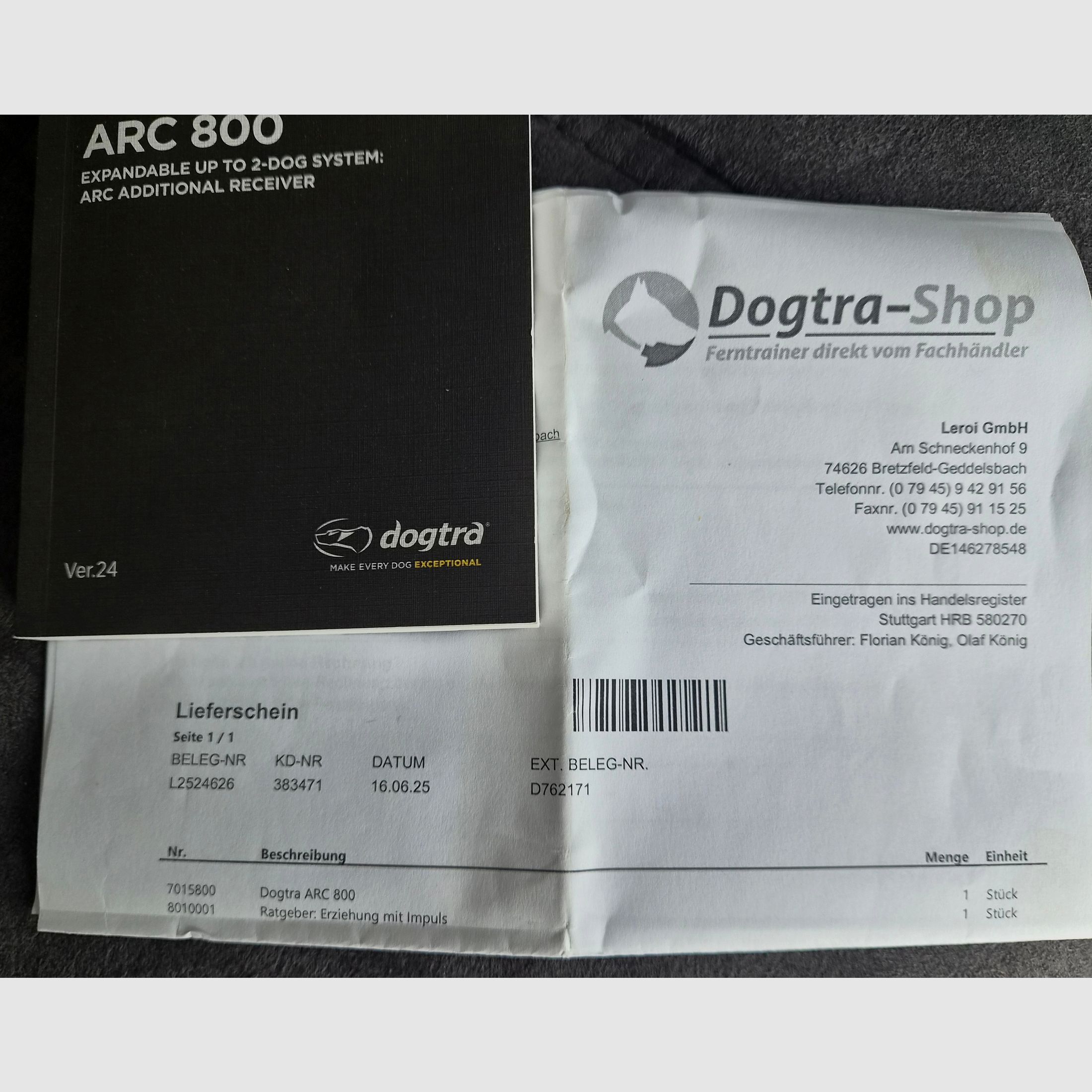 Dogtra ARC 800 double collar with 2 x remote control remaining warranty