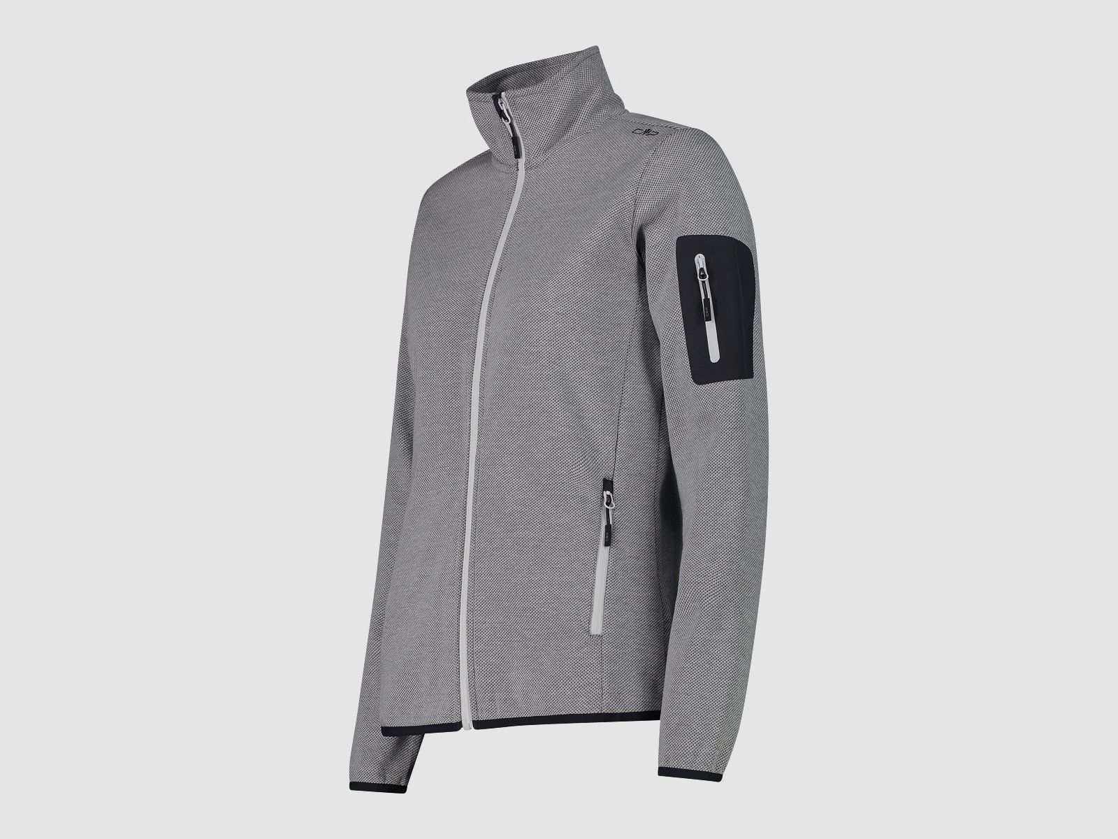 Giacca da donna CMP Knit-Tech-Fleece con strato interno in mesh Bianco Grafite