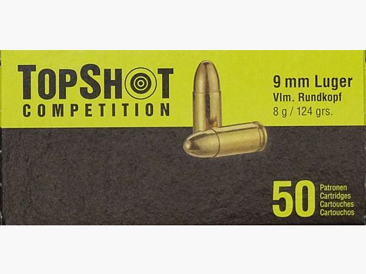 TopShot 9mm Luger FMJ 124grs - 50 rounds
