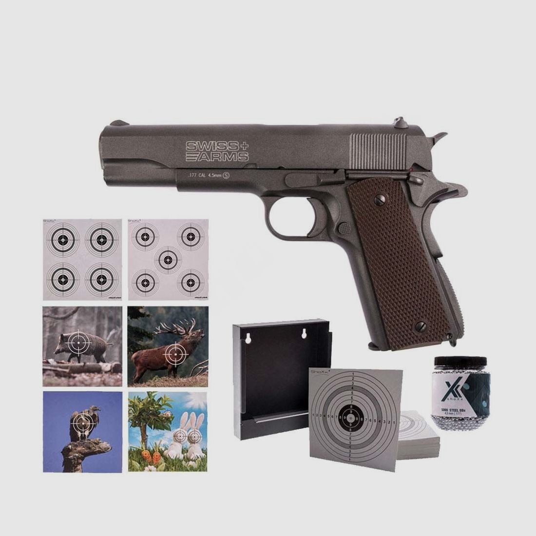 Swiss Arms	 P1911 - CO2 Pistole mit 4,5 mm Zielscheiben Set