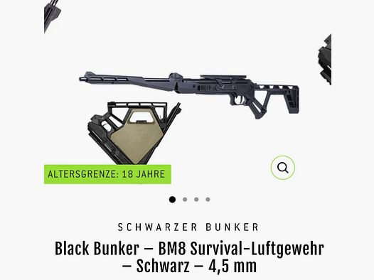 Black Bunker BM8 faltbares Survival Air Gun Luftgewehr Knicklauf Kal. 4,5 mm Diabolo schwarz