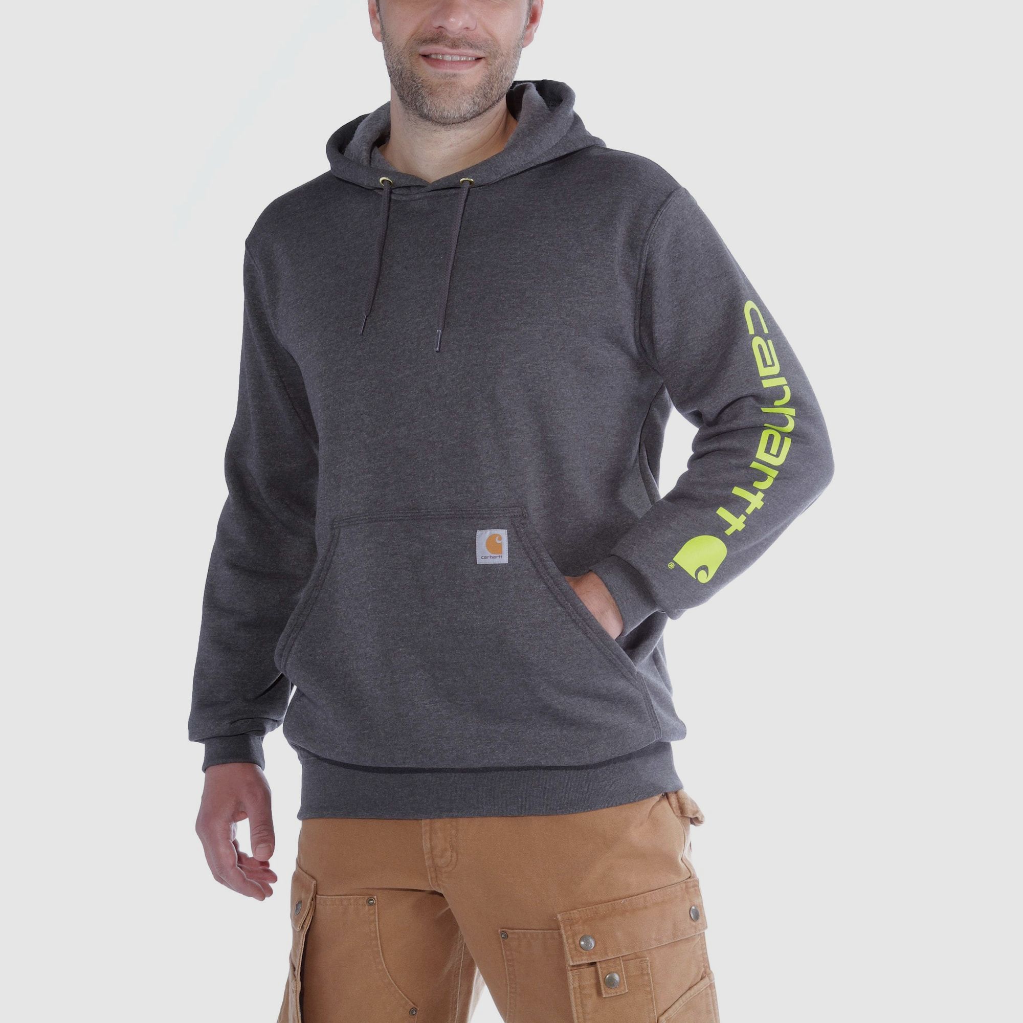 Carhartt Sleeve logo Hoodie Men's Carbon Heather XXL