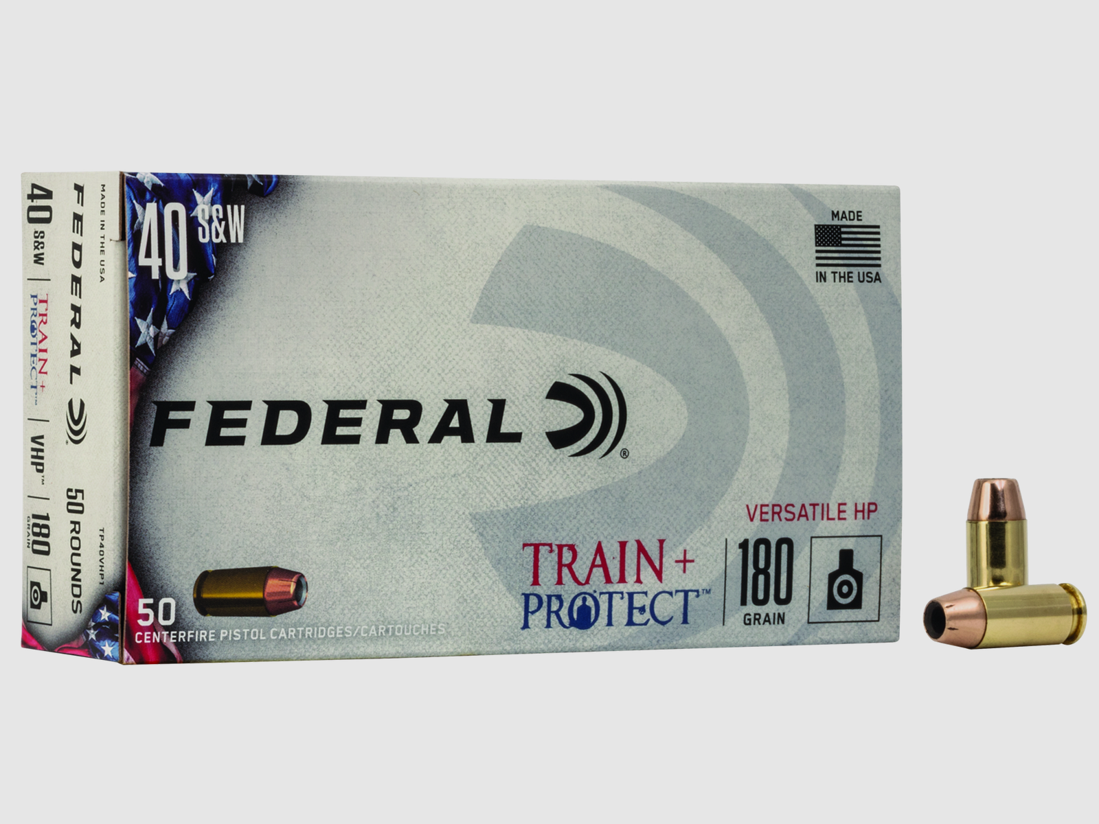 Federal Pistol Ammunition .40 S&W 11.7g Jacketed Hollow Point Train + Protect