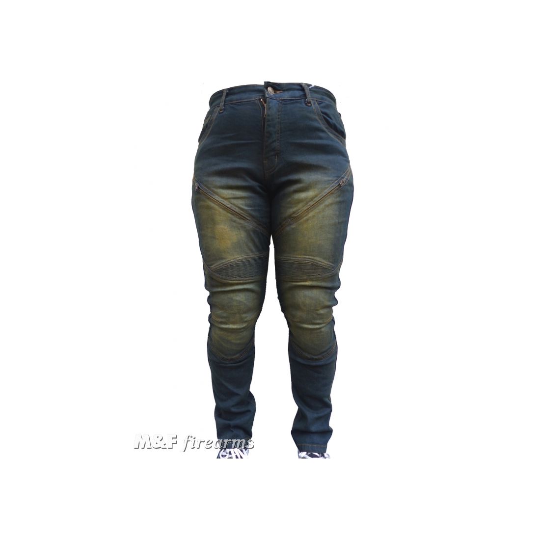 Herren Road- Jeans "Stonewashed" in Antik- Optik DENIM- Stretch- Gewebe mit Netz- und Aramidfaser- Futter sowie Knieprotektoren