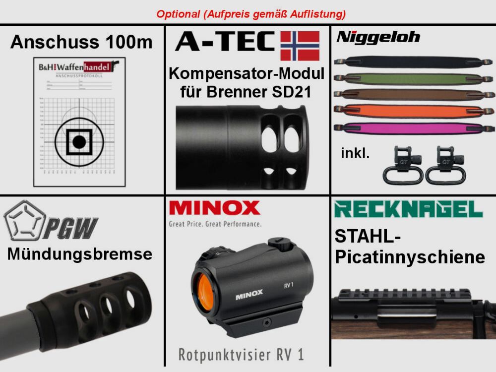 Bergara	 B14 B&H Prohunter LINKS Lochschaft mit Steiner Ranger 3-12x56 fertig montiert / Optional: Brenner Schalldämpfer