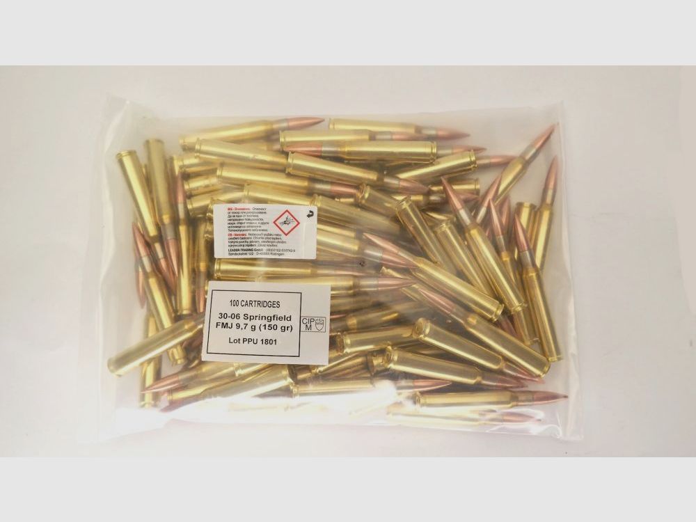 PPU Privi Partizan .30-06 Springfield 9,7 gram 150 grain FMJ 100 stuks Bulk Pack