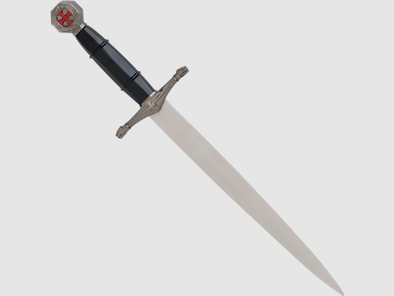 Dolch der Templer schwarz mit rotem Kreuz auf dem Knauf