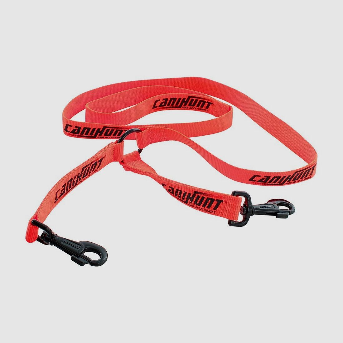 Correa plana HUNTER – 2 mosquetones – Naranja fosforito – Ancho 25mm / Largo 150cm, imagen 2 de 2