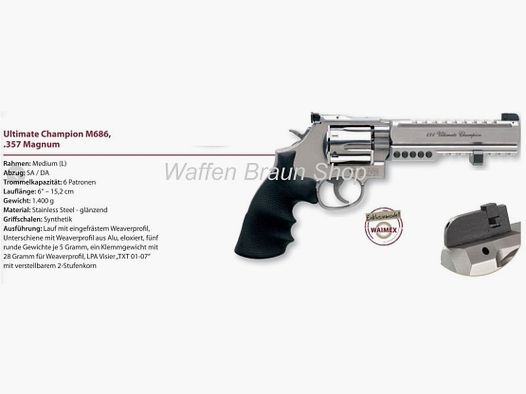 Smith & Wesson Mod 686 Ultimate Champion .357 Mag 6 " stainless