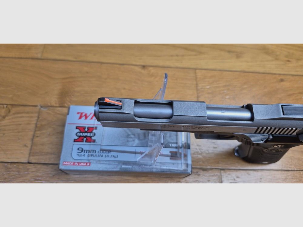 Pistola Automag II poco común y hermosa – Calibre 22Magnum – Fabricación AMT – Acero inoxidable de A a Z – En 4 1/2 pulgadas – Excelente estado mecánico – 2 cargadores – TBE+, imagen 14 de 18