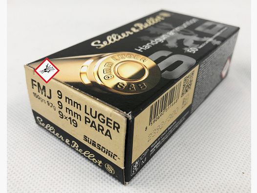 Sellier & Bellot 9mm Luger FMJ Subs. 150grs