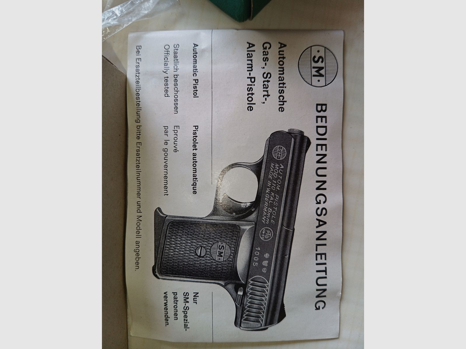 Rhöner SM Mod. 110 (including original packaging, instructions, cleaning brush, and ammunition)