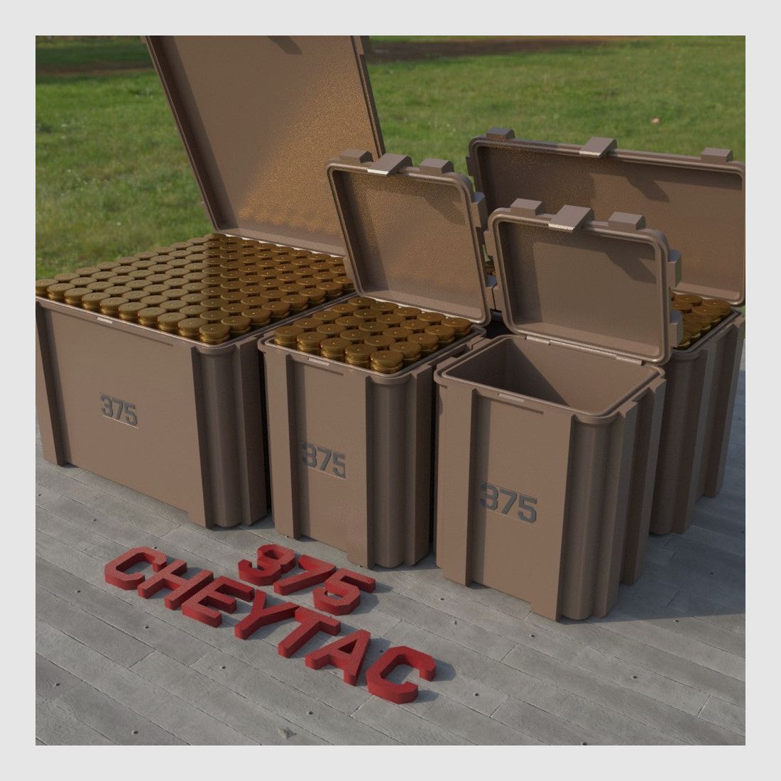 Filamelt Munitionsbox / Ammo Box .375 CheyTac – Patronenbox ‘Klappdeckel’ – 20 / 25 / 50 / 100 Runden