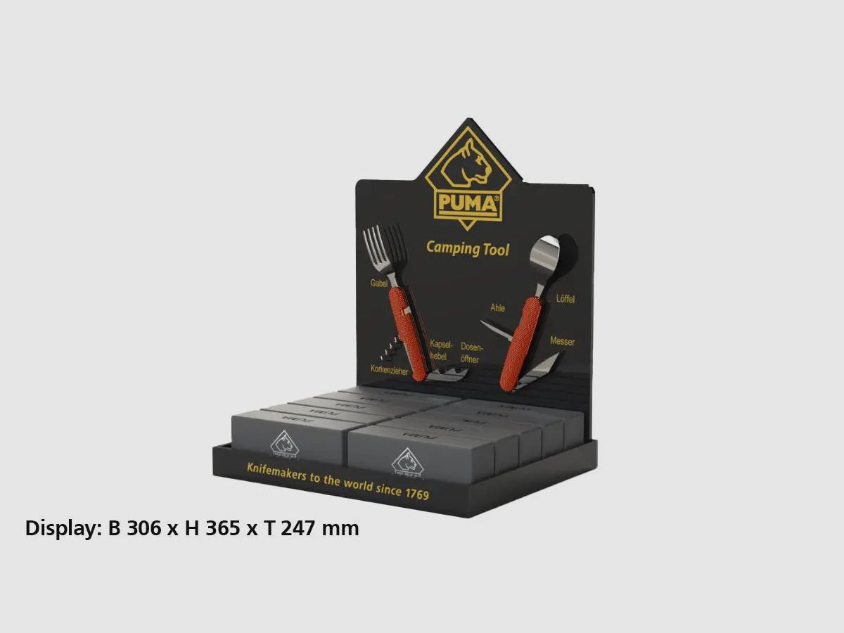 Display / Stand PUMA TEC herramienta de camping + 16 herramientas