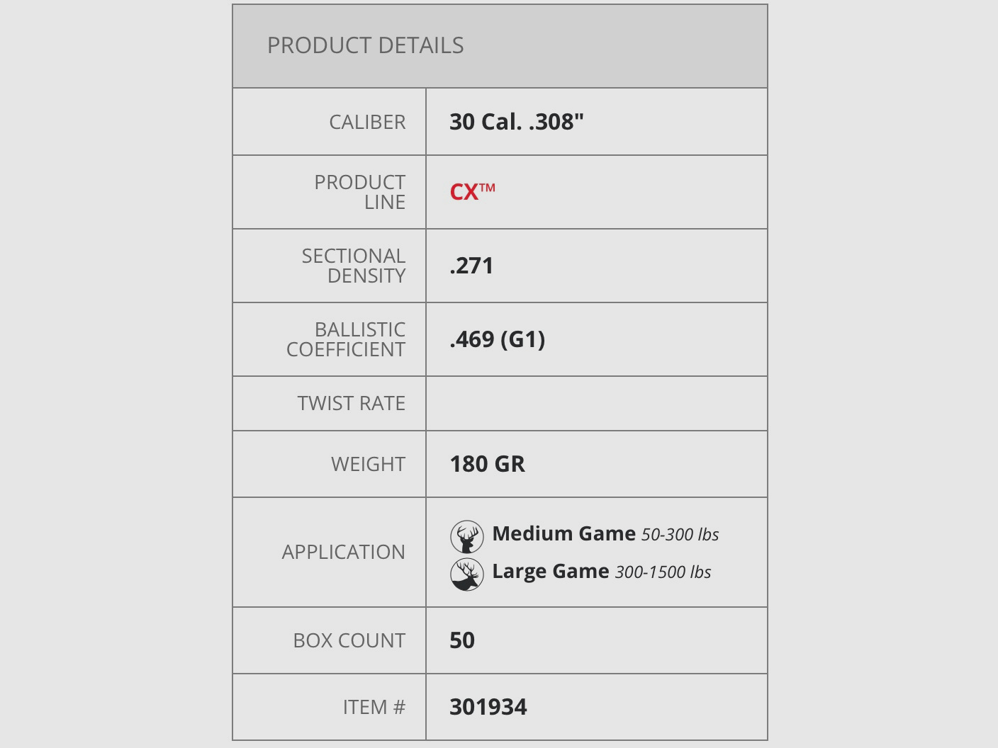 Hornady 301934 pocisk .30 .308 11,7g 180grs. CX ponowne ładowanie bez ołowiu