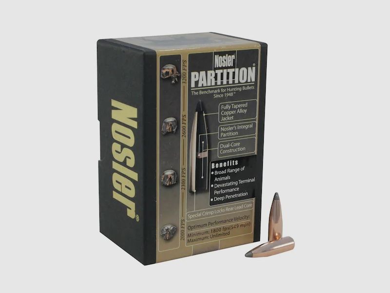 Balle Nosler Partition .25/.257 100GR Spitzer 50 pièces