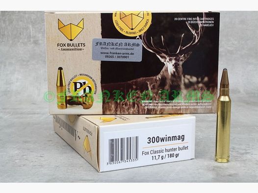FOX Bullets Classic Hunter .300 Win.Mag. 180gr. 11,7g 20 pièces Prix dégressifs