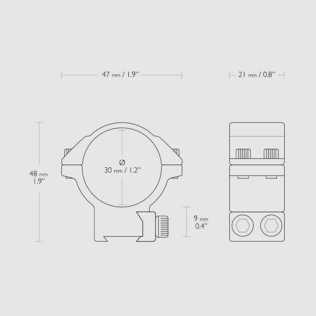 HAWKE 22107 30 mm Ringmontage Mittel für 9-11mm Schiene Zielfernrohr-Halterung