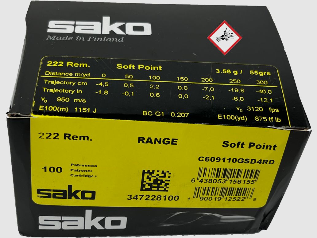 Sako cartuccia da caccia Gamehead .222 SP 55gr