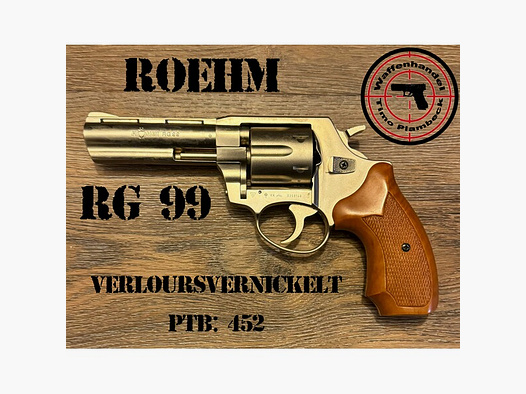 SRS-Revolver   RÖHM RG 99   verloursvernickelt mit Holzgriffschalen und Lederholster