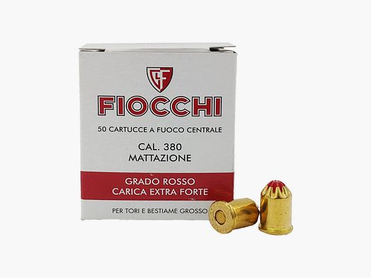 Fiocchi Patronen voor Slachting kal. 380 rood extra sterk verpakking van 50 st.