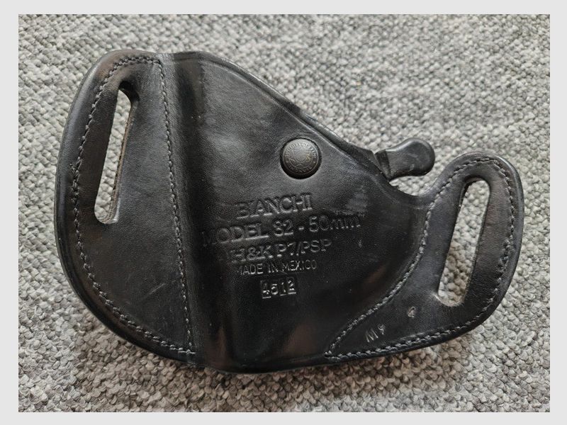 Bianchi Modell 82 Leder Gürtelholster für Heckler & Koch P7 / PSP / Umarex SP 9 / IWG SP 9 mit Sicherungshebel zur Entnahmeverhinderung