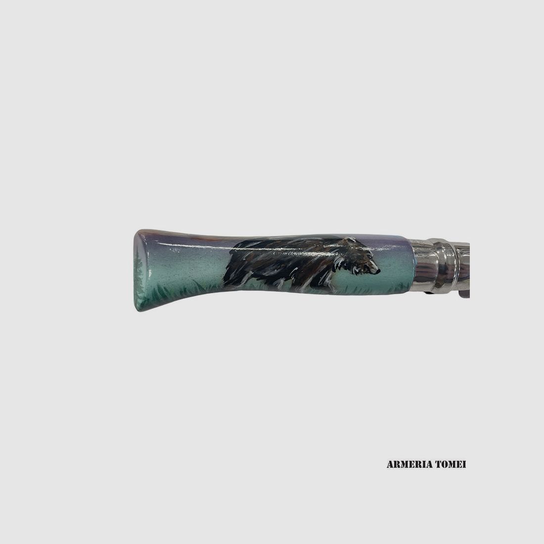Mes – OPINEL – N.9 INOX, met de hand gemaakt met airbrush en een berenscène, afbeelding 6 van 6