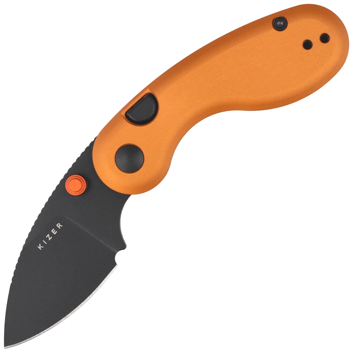 Folding knife Kizer Microbe Orange Aluminium, Black PVD 14C28N by Maksim Epifantsev (V2742A3)