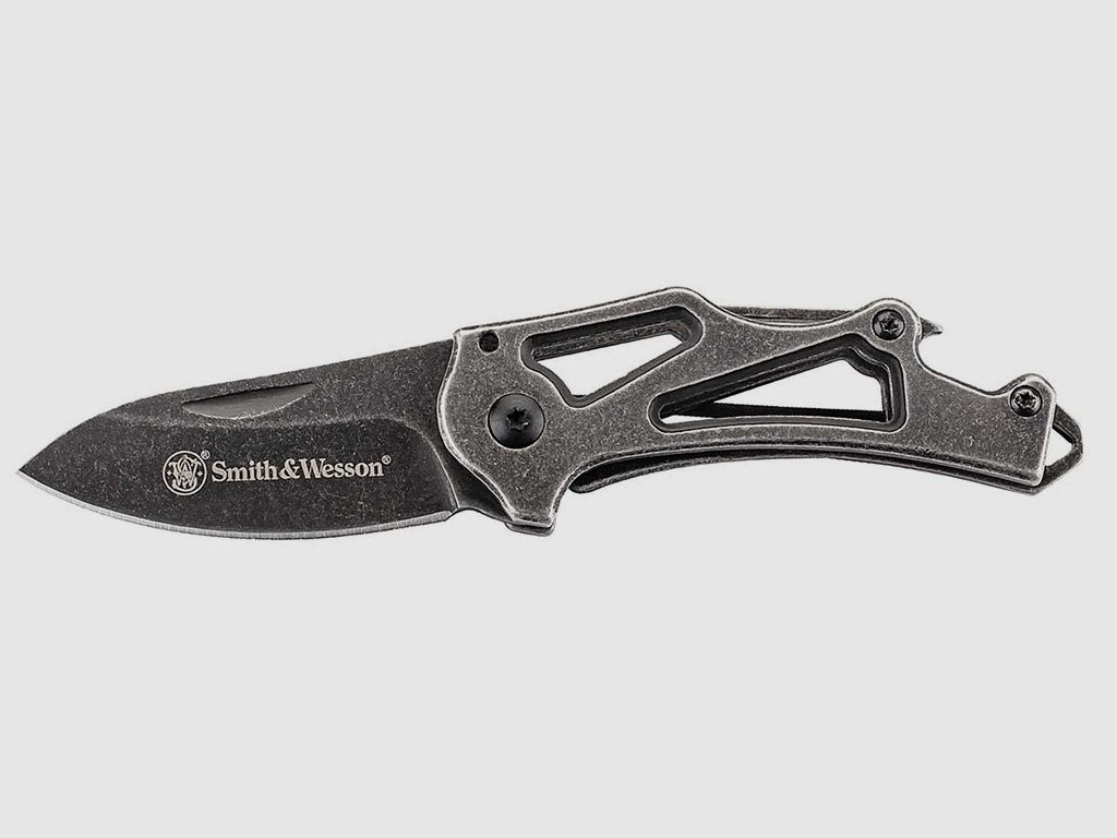 Taschenmesser Smith&Wesson Stonewash Keychain Stahl 3Cr13 KlingenlĂ¤nge 7,5 cm Skelettbauweise (P18)