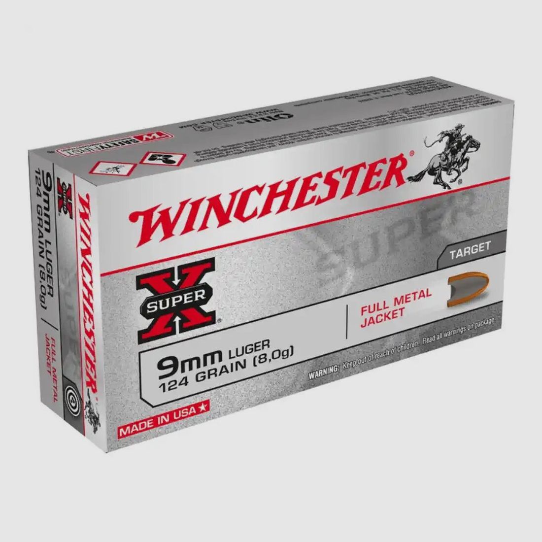 Winchester	 Vollmantel 8,0g/124grs. 9 mm Luger