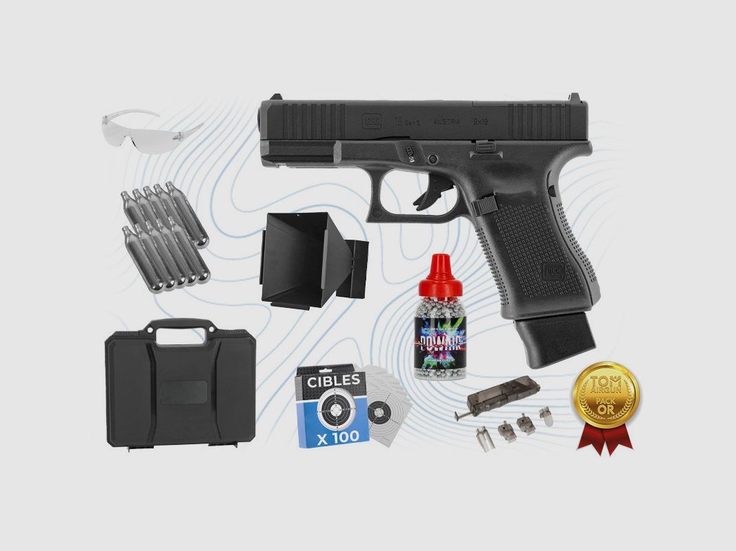 Pack Or Pistole Glock 19 Gen 5 MOS CO2 4,5mm BBs Umarex