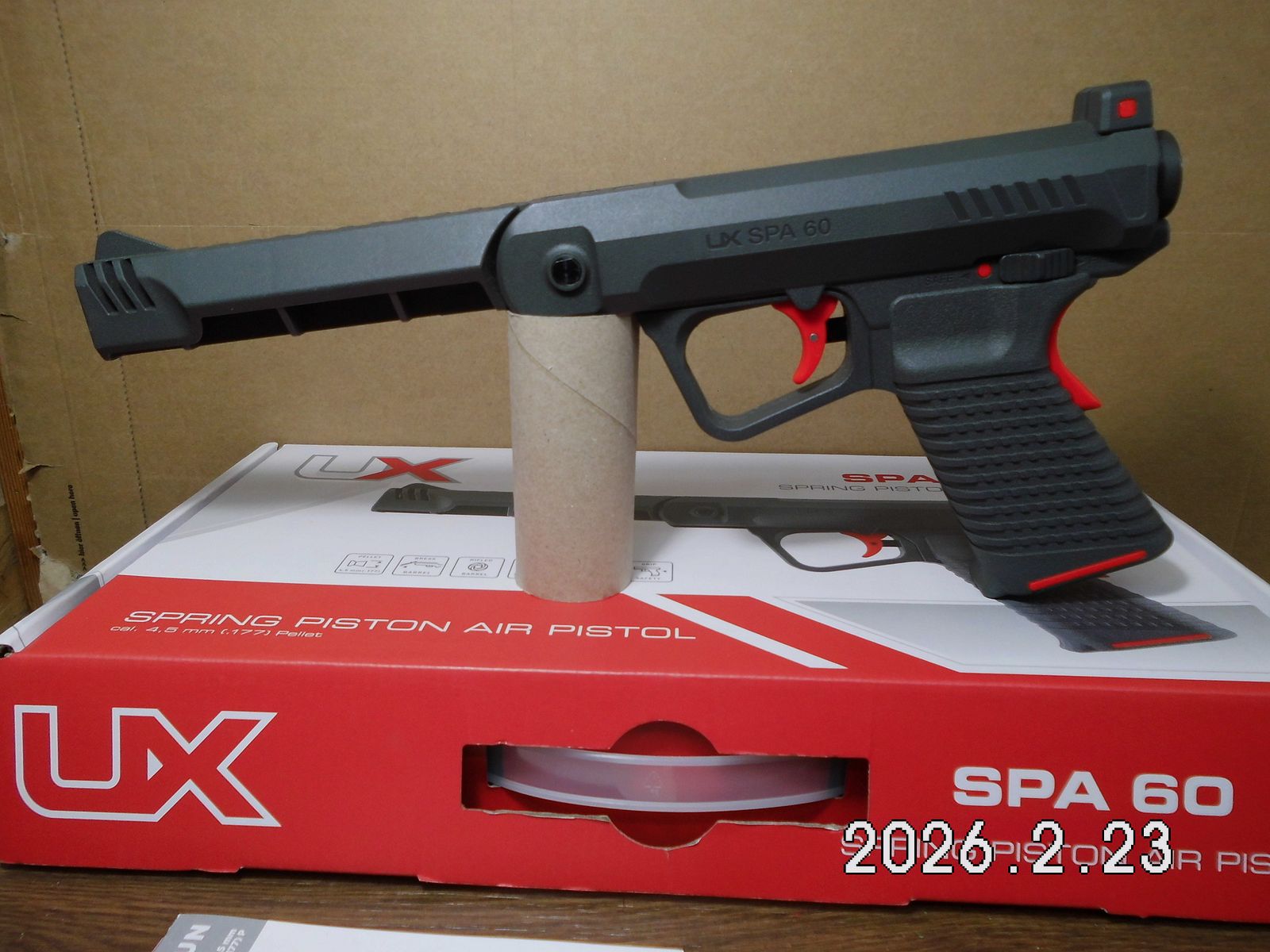 Air pistol Umarex SPA 60 break barrel 4.5mm diabolo in original packaging with instruction manual.