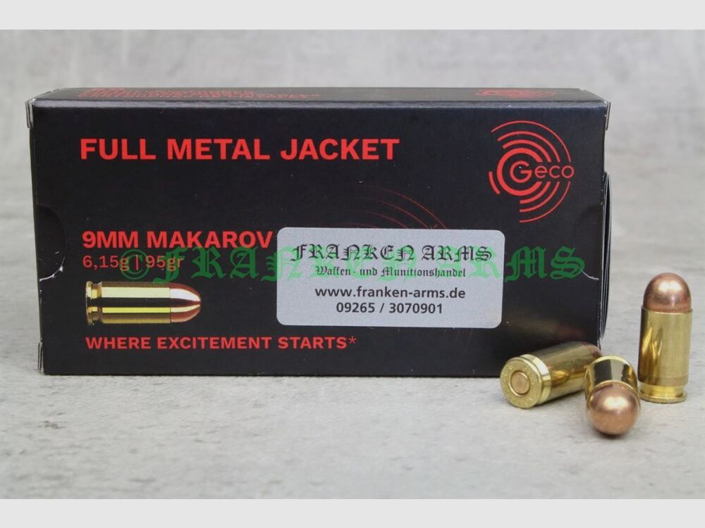 Geco 9mm Makarov Vollmantel 95gr. 6,15g 50 Stück Staffelpreise