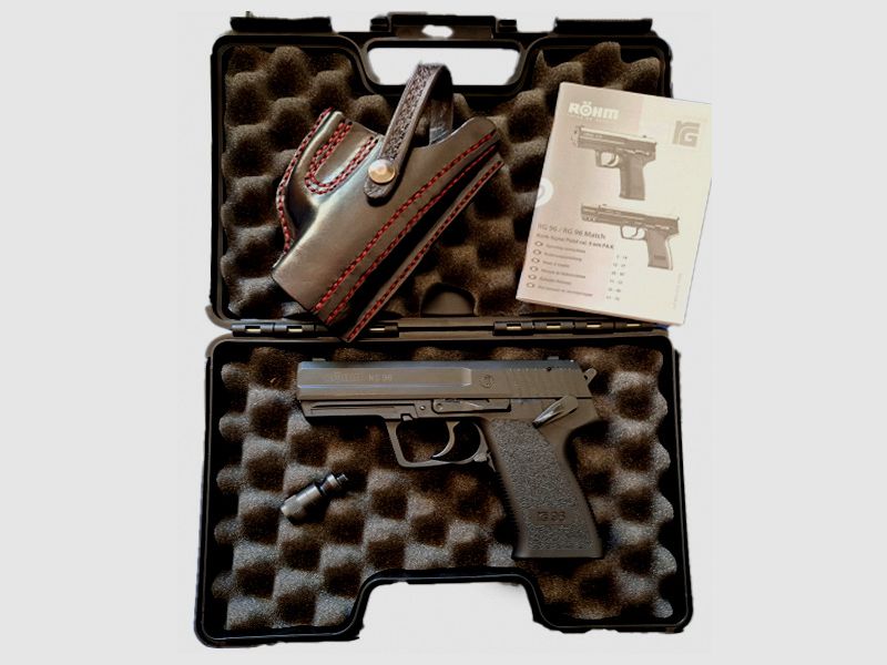 Röhm RG96 pistola a salve brunita (PTB 699) RG 96 come nuova con fondina in pelle!