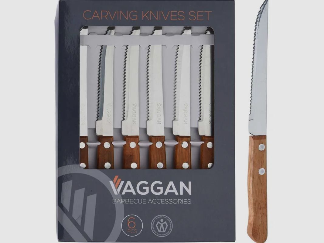 Set aus 6 Steakmessern Edelstahl Holzgriff, Bild 1 von 5