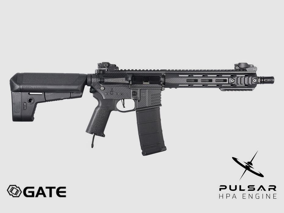 Delta Armory M4 AR15 M-LOK 10 Zoll CHARLIE GATE PULSAR HPA Airsoft Gewehr in Carbon
