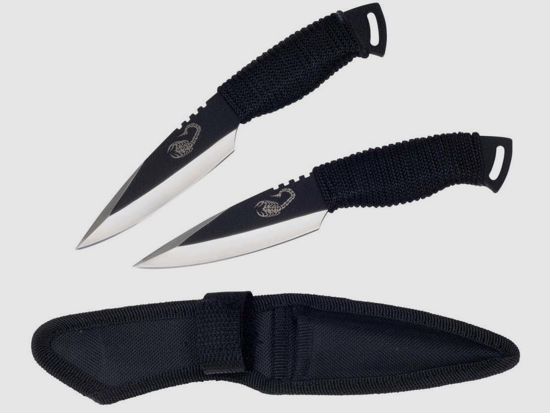 Wurfmesserset Skorpion schwarz beschichtet