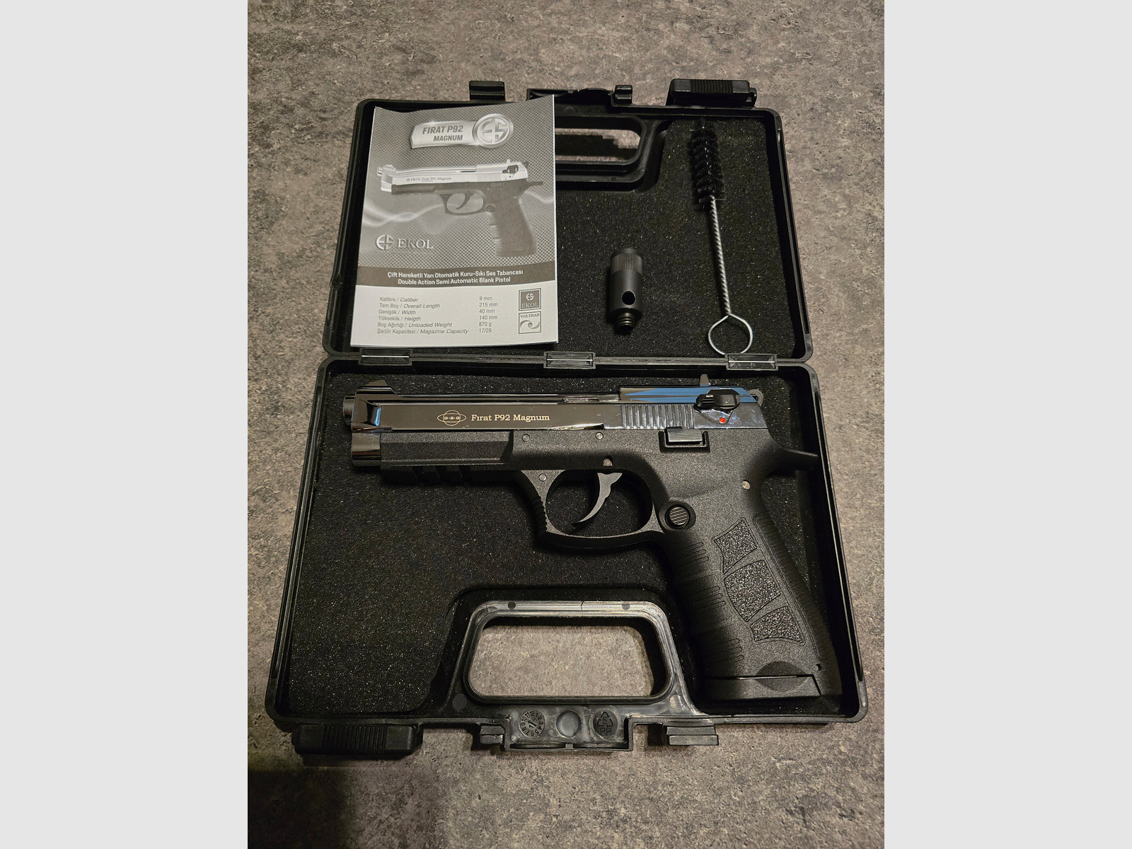 Ekol P92 Magnum Schreckschuss 9mm PAK Nickel 