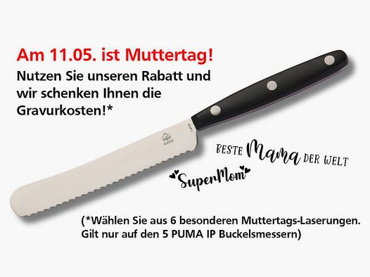 PUMA IP Buckelsmesser / Brötchenmesser schwarz