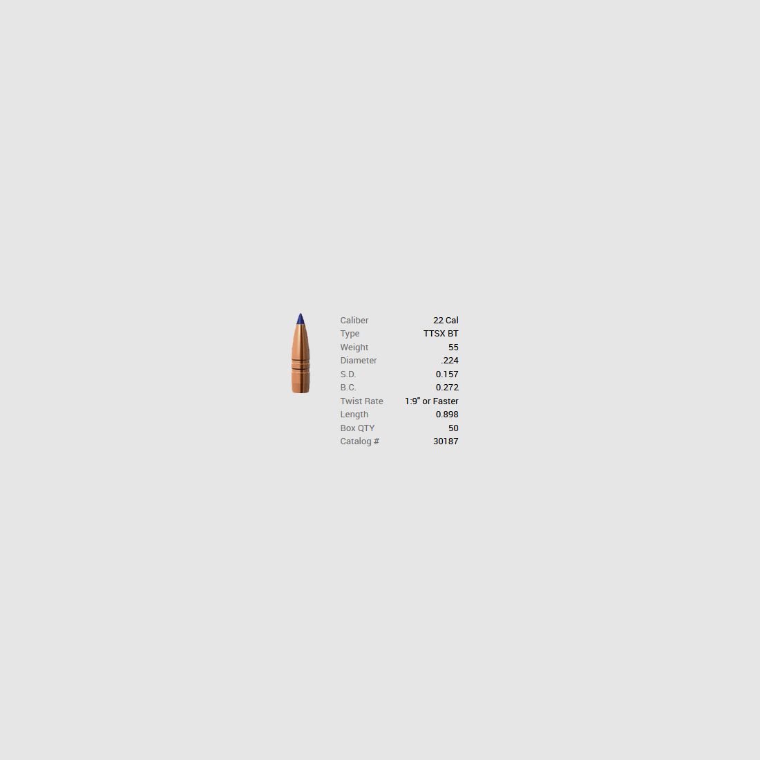 Barnes Geschoss .22/.224 55GR Tipped TSX BT 50 Stück