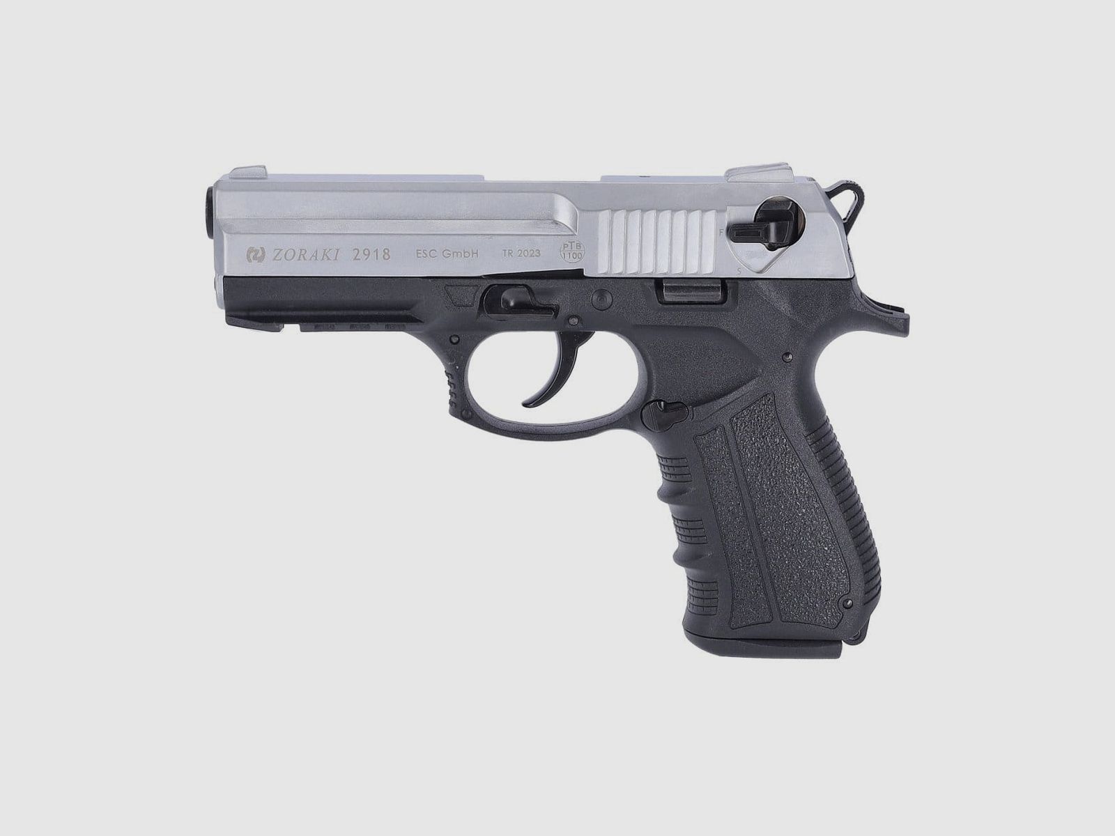 Zoraki 2918 blank pistol 9 mm P.A.K matte chrome