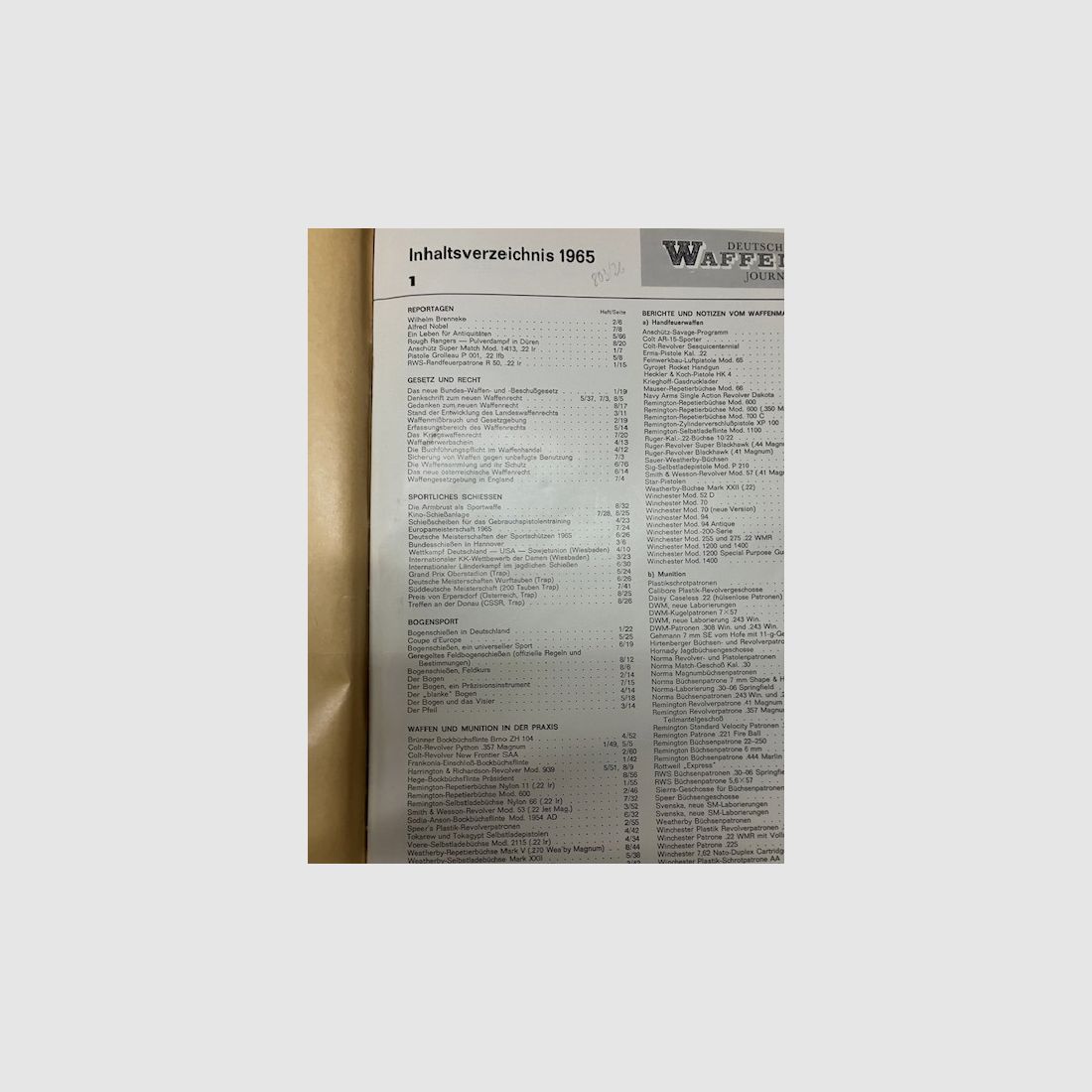 Niemieckie Pismo Strzeleckie DWJ Rok 1965 (wszystkie 12 wydań w oprawie)