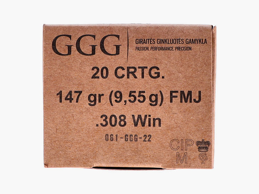 .308 Winchester FMJ 147grs./9,55g (20 Schuss)