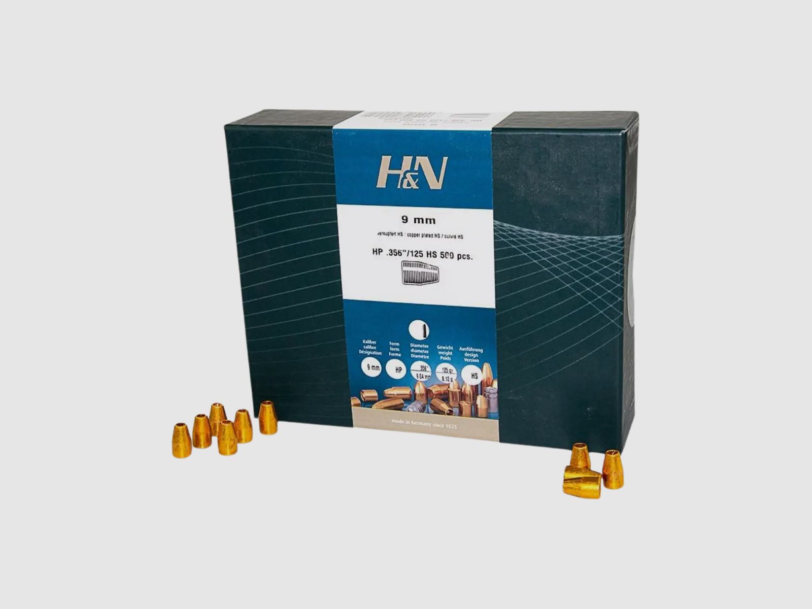 Bullets .356 (9mm) 125grs. HP CuHS - 500 PCS.