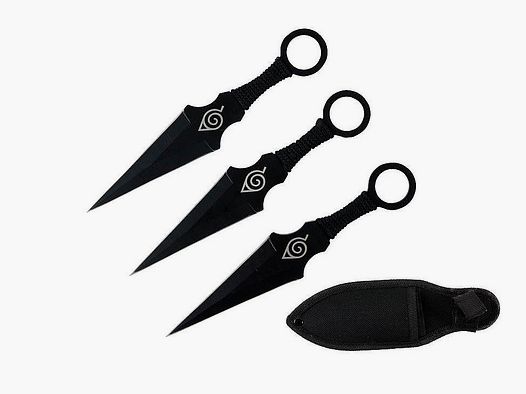Kunai 3er Set Wurfmesser mit Nylon Scheide