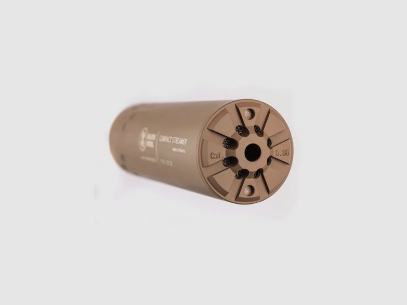 Silent Steel Compact Streamer stainless steel body + flow suppression unit 5.56 FDE W/Muzzle Brake, Bild 1 von 6
